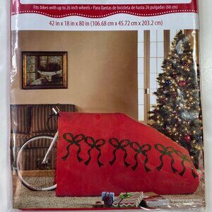 Holiday Time Bike Bag Christmas Gift Wrap Cover 42"x18"x80" Red With Bows
